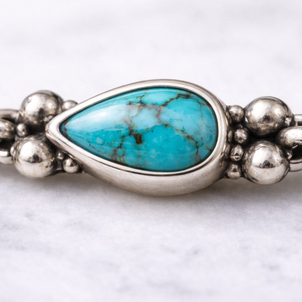 Sterling Silver SH Multi Stone Toggle Bracelet Turquoise Coral Amethyst Artisan - Picture 7 of 12